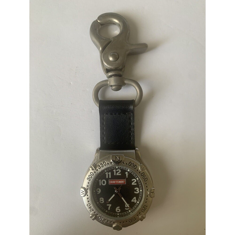 Craftsman Relic‎ Men Pocket Watch Stainless Steel Fob Clip With Compass.